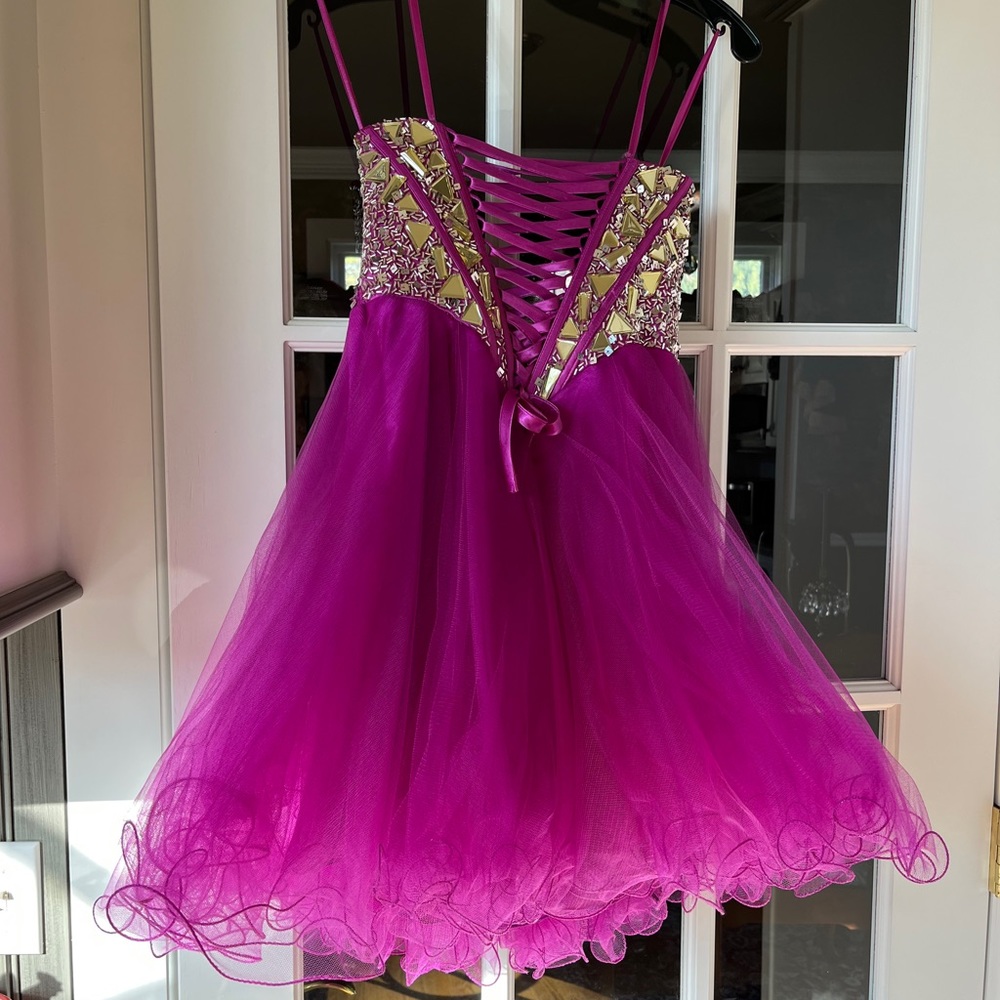 Pink Metallic Toole Corset Cocktail Dress